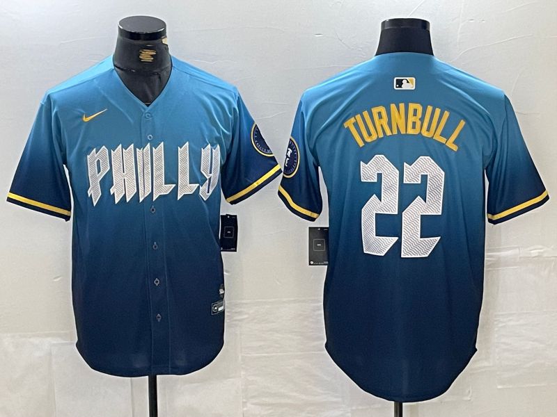 Men Philadelphia Phillies #22 Turnbull Blue City Edition Nike 2024 MLB Jersey style 1->philadelphia phillies->MLB Jersey